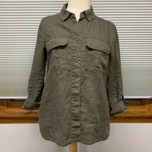 XS // Kut From the Kloth khaki green 100% linen shirt